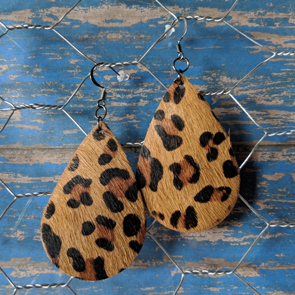 Leopard Teardrop Earrings